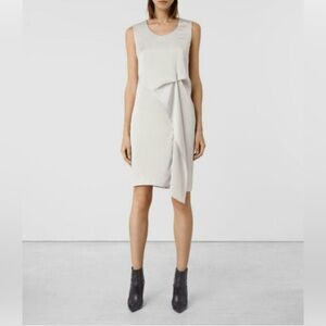 All Saints Ultra Gathered Satin Sleeveless Dress Size 8